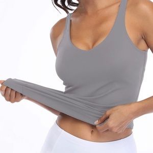 Woman’s Gray V Neck Tank,Cami Workout Yoga Built In Shelf Bra Size M